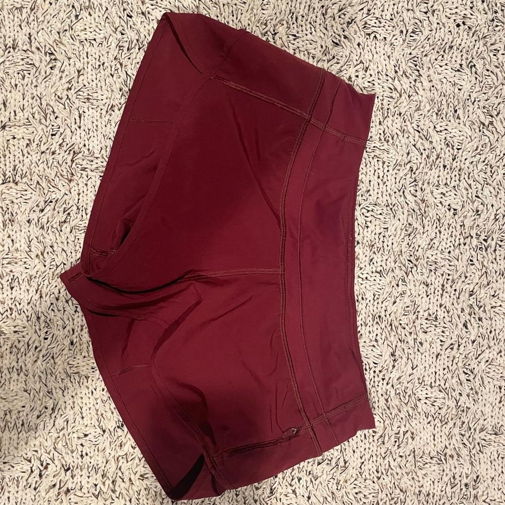 red athletic shorts